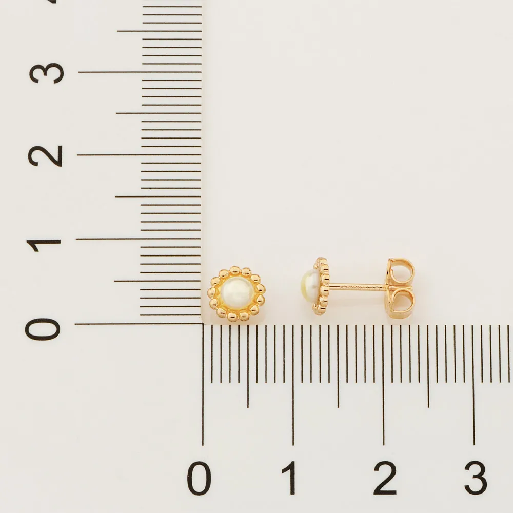 BRINCO INFANTIL FLOR BANHADO A OURO 18K COM PÉROLAS - TAM.ÚNICO 526579 - Imagem 2