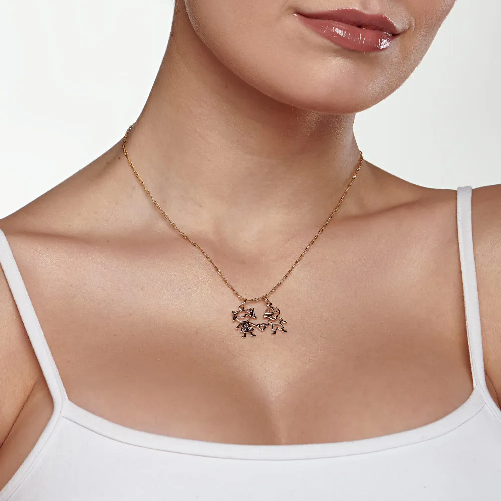 PINGENTE BANHADO A OURO 18K MENINO E MENINA - TAM.ÚNICO 541937 - Imagem 2