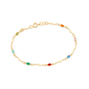 PULSEIRA BANHADA A OURO COM CRISTAIS COLORIDOS 18K