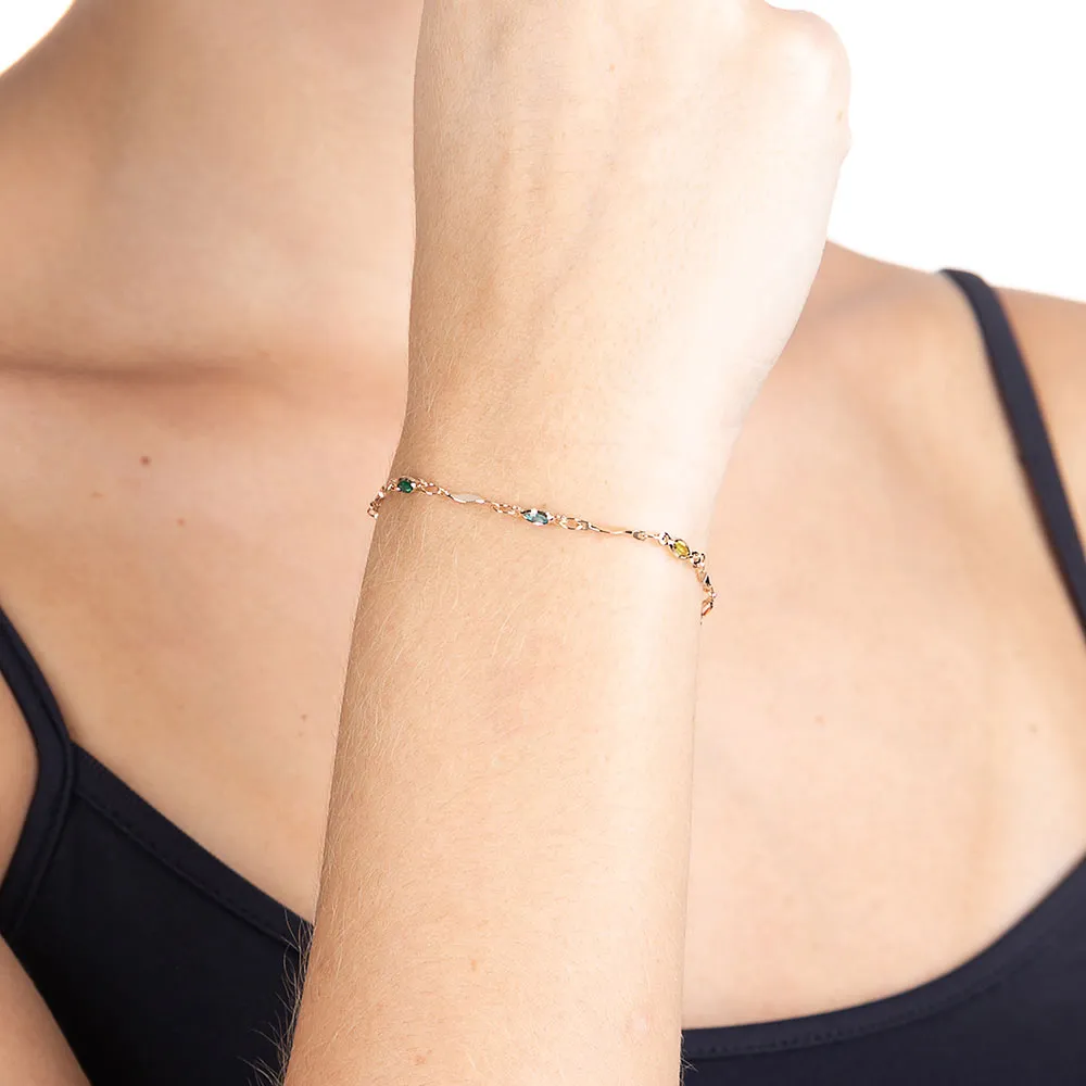 PULSEIRA BANHADA A OURO COM CRISTAIS COLORIDOS 18K - Imagem 2