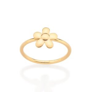 ANEL SKINNY FLOR BANHADO A OURO 18K TAM 16 513294