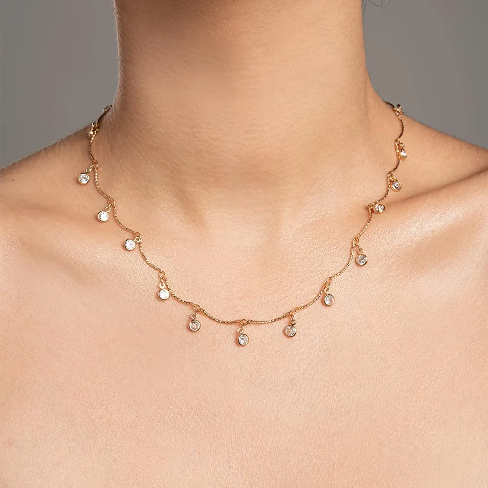 GARGANTILHA BANHADA A OURO 18K COM ZIRCÔNIAS - TAM.42 532053 - Imagem 2