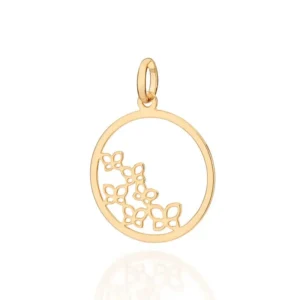 PINGENTE REDONDO BORBOLETAS BANHADO A OURO 18K 542972