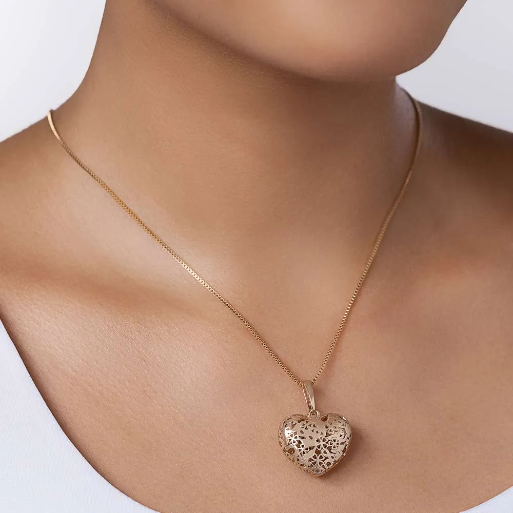 MAXI PINGENTE CORAÇÃO ABAULADO COM ELEMENTOS BANHADO A OURO 18K 542989 - Imagem 3