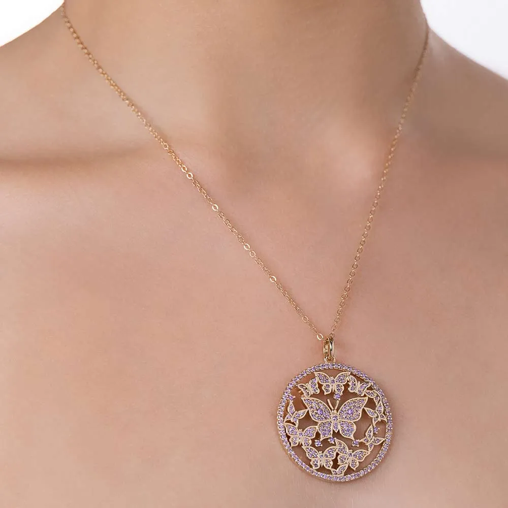 MAXI PINGENTE BORBOLETAS BANHADO A OURO 18K COM ZIRCÔNIAS 542980 - Imagem 3